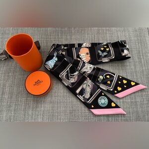 Hermes Story Twilly in Black and Pink
